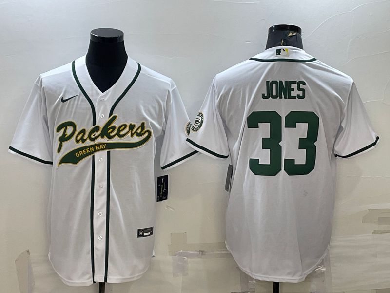 Men Green Bay Packers #33 Jones White 2022 Nike Co branded NFL Jersey